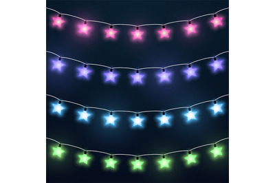 Set of colorful star garlands
