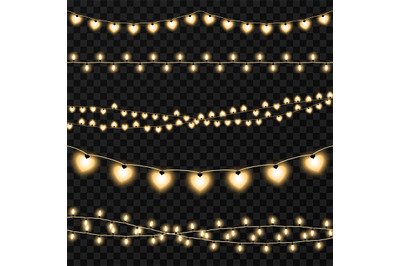 Set of garlands on a vector transparent background