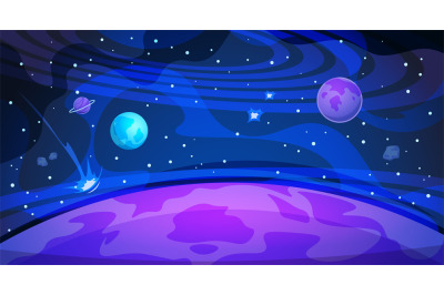 Planet space background. Sky galaxy universe flat abstract night lands