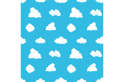 Cloud sky seamless pattern. Cartoon blue air landscape light summer ki