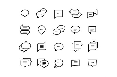 Speech bubble line icons. Talk chat thin conversation dialog symbols&2C;