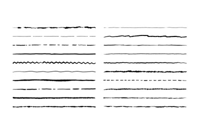 Hand drawn doodle lines. Pencil stroke underline sketch, pen grunge bo