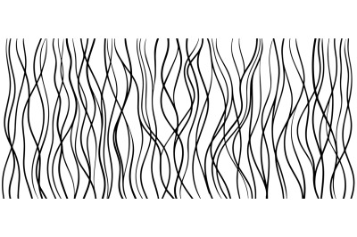 Wavy hand drawn pattern. Vertical doodle stripes, seamless abstract wa