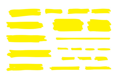 Highlight marker line. Brush pen underline stroke, yellow hand drawn c