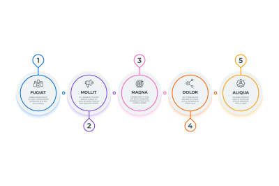 Line flow infographic. 5 steps circle workflow diagram, milestone busi