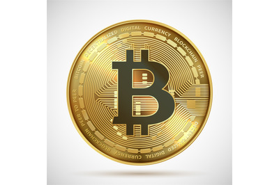 Bitcoin coin. Cryptocurrency golden money digital blockchain symbol is