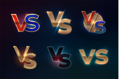 Versus logo set. VS letters for sport competition&2C; MMA boxing fight ma