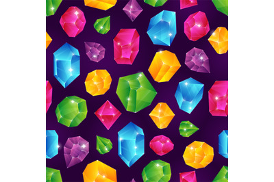 Gem seamless pattern. Colored diamonds jewels precious diamond stone r