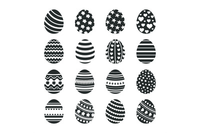 Black easter eggs icons. Christian tradition happy easter celebration