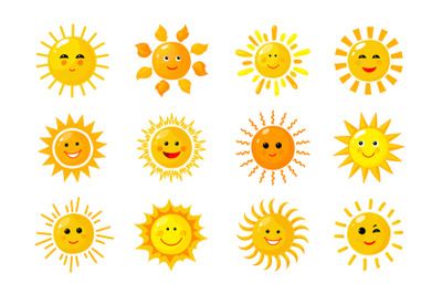 Sun emoji. Funny summer spring sunshine rays sun baby happy morning em