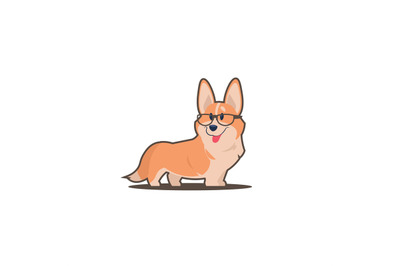 Cartoon corgi. Flat smiling dog, cute home pet isolated on white backg