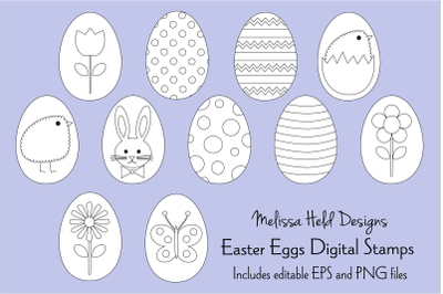 Easter Egg Digital Stamps Clipart