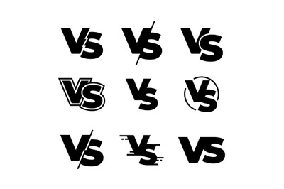 Versus black logos. Challenge VS sign, sport match competition black i