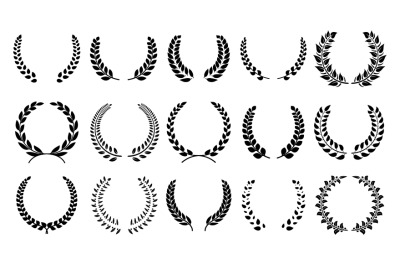 Silhouette laurel wreath. Heraldic trophy crest, Greek and Roman olive