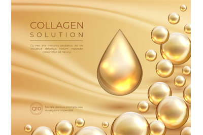 Collagen background. Cosmetic skin care ad banner, beauty essence and