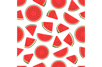 Piece watermelon pattern. Seamless watermelons transparent pattern. Ve