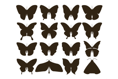 Silhouette butterflies. Simple collection of hand drawn black tattoo s