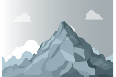 Mountain landscape. Alpine Mountain graphic top, high shape stone on b