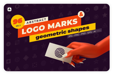 96 Abstract logo marks &amp; geometric shapes collection