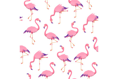 Pink flamingos pattern. Cute tropical birds&2C; seamless flamingo hawaii