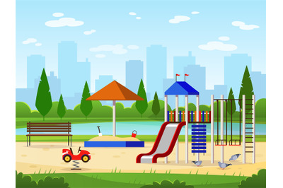 Kids playground. City park playground leisure outdoor activities citys