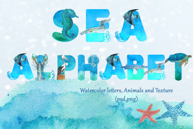 Watercolor Sea Alphabet