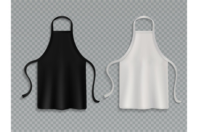 Chef apron. Black white culinary cloth aprons chef uniform kitchen cot