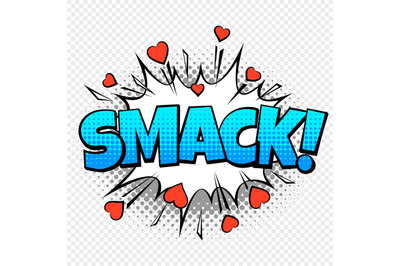 Comic smack. Cartoon pop vintage speech bubble word with halftone dott