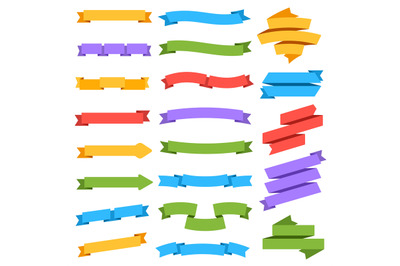 Ribbons set. Blank colorful label price tag banner bookmark vintage is