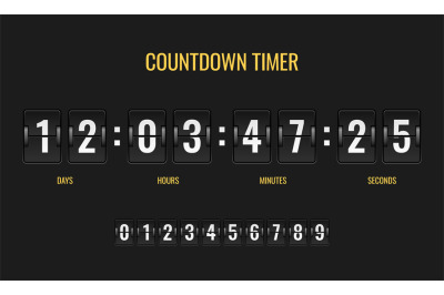 Countdown timer. Meter scoreboard digital watch mechanics counter info