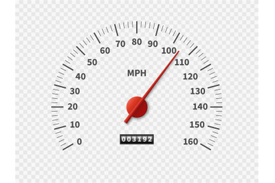 Realistic speedometer. Car odometer speed counter dial meter rpm motor