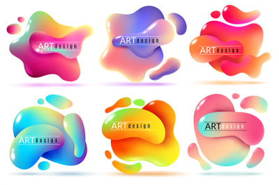 Fluid shape banners. Liquid shapes abstract color flux elements paint