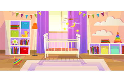 Baby room. Interior nursery bedroom newborn furniture cot children toy