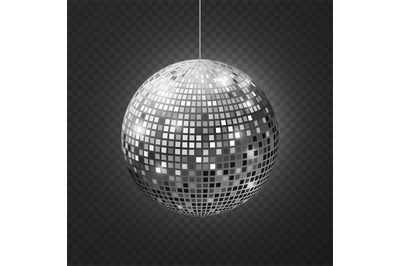 Mirror disco ball. Soffit reflection ball mirrored disco party silver