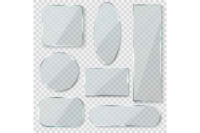 Glass blank banners. Rectangle circle glass texture window plastic cle