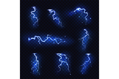 Realistic lightnings. Blitz lightning thunder light sparks storm flash