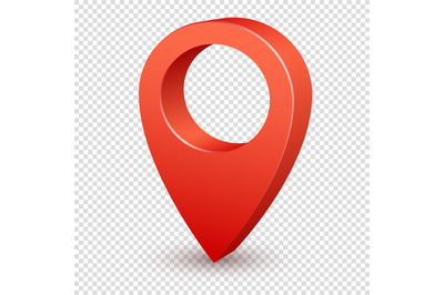 Map pointer 3d pin. Pointer red pin marker for travel place. Location