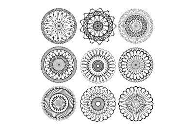 Relax mandala set. Abstract ethnic model mandalas mandalas with repeat