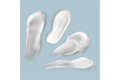 Cream smears. Realistic cosmetic white creamy drop skincare product lo