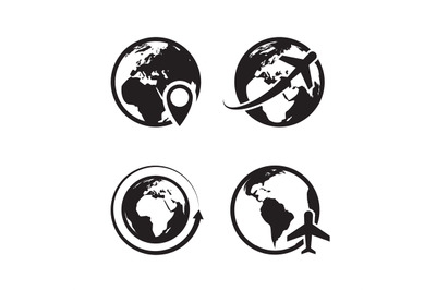 Globe icons set. World earth and globe map pin icon internet global co