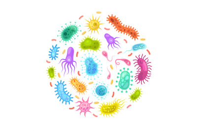 Bacteria germ. Monster viruses biological allergy funny microbes bacte