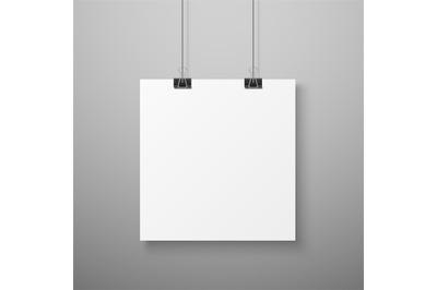 Hanging picture. Blank photo paper template for gallery realistic vect