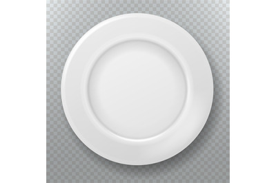 Empty white plate. Food clean ceramic porcelain plate, top view of dis