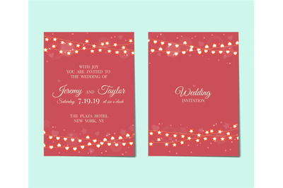 Wedding invitation with light garlands