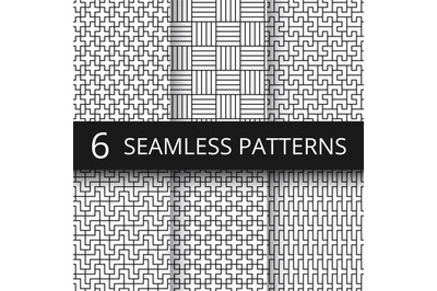 Geometric seamless vector patterns set. Modern line repeat graphics wi
