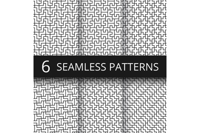 Simple geometric vector abstract seamless patterns. Monochrome geometr