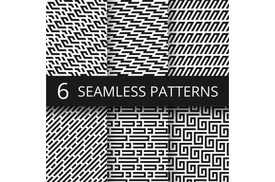 Funky line geometric vector seamless patterns. Striped repeat vector t