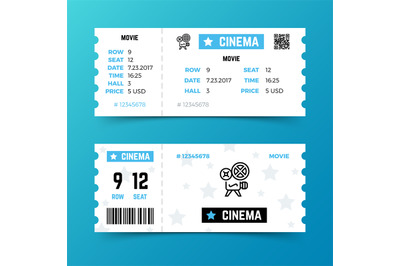 Cinema entrance ticket vector template in modern minimalist style