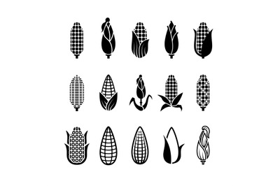 Fresh corn harvest vector icons set