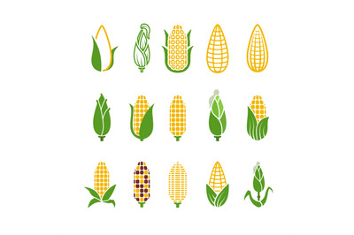 Organic corn vector icons isolated on white background